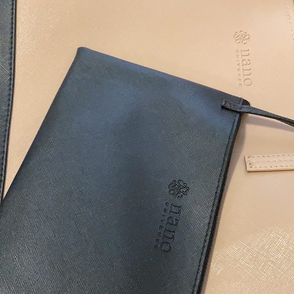 NWOT tote bag set Saffiano pattern lightweight Celine-style beige black - Picture 2 of 4